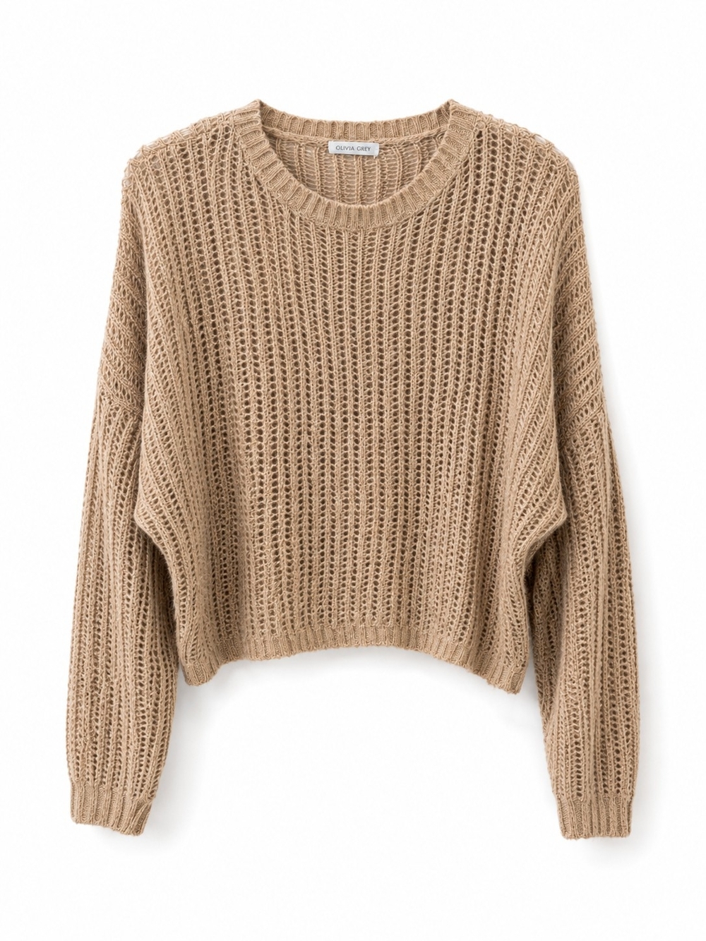 Olivia Grey Knit Cropped Sweater